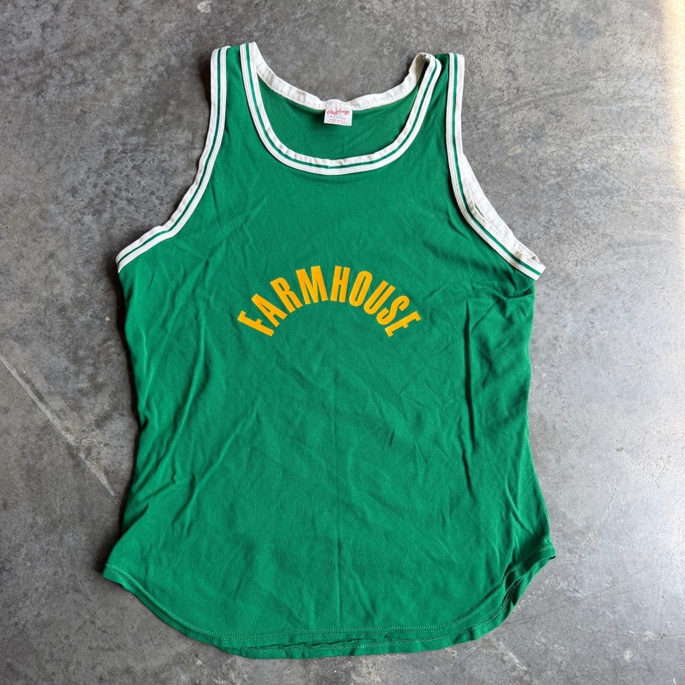 Vintage 70s 80s Rawlings Farmhouse Academy Basketball Jersey Game Worn Mens XL